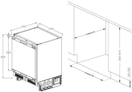 Встраиваемый под столешницу морозильный шкаф Graude FG 80.1